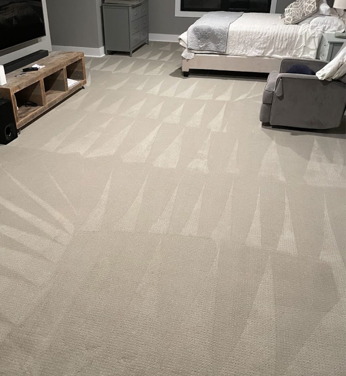 Bedroom carpet in a Syracuse home, after cleaning