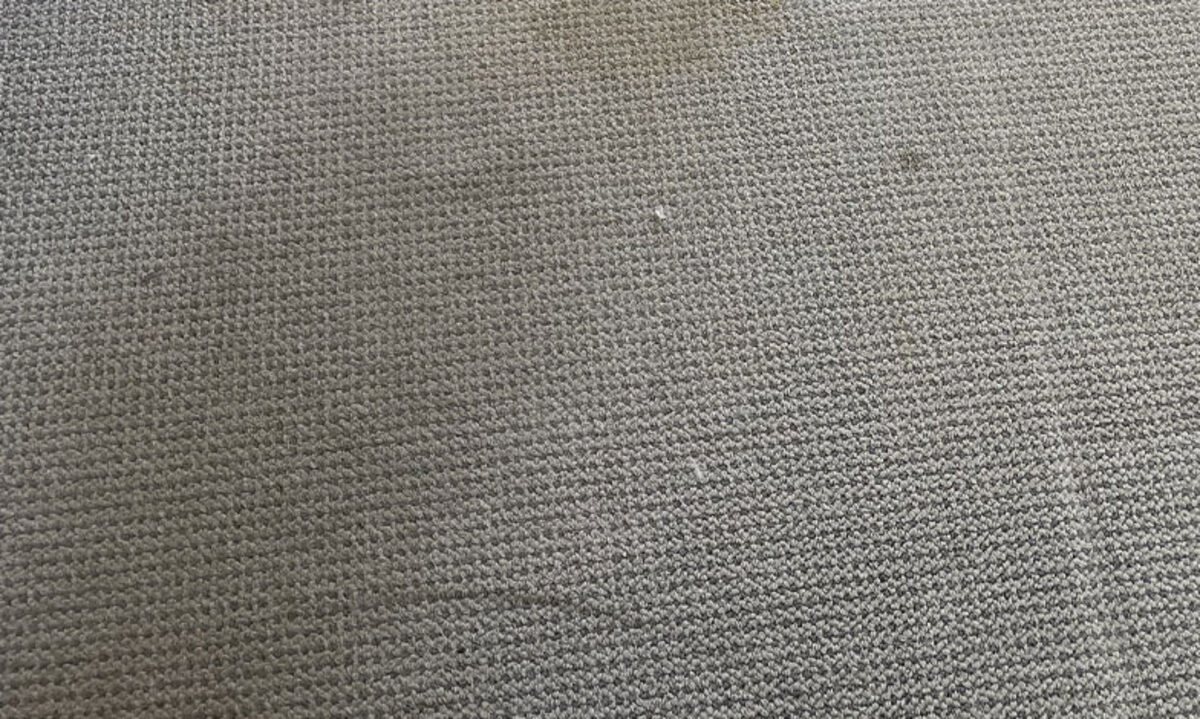 Close-up of carpet fibers, before cleaning